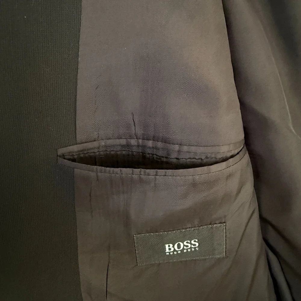 Hugo Boss Einstein Blazer 44L Black Wool Suit Jacket Made in‎ USA Classic 3Btn